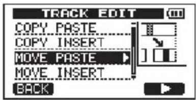 TRACK EDIT COPY PASTE COPY INSERT MOVE PASTE MOVE INSERT BACK