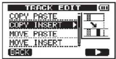 TRACK EDIT COPY PASTE COPY INSERT MOVE PASTE MOVE INSERT BACK
