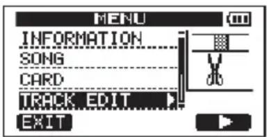 MENU INFORMATION SONG CARD TRACK EDIT EXIT