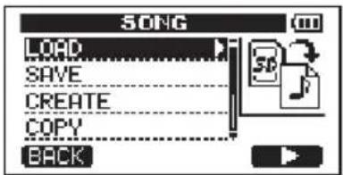SONG LOAD SAVE CREATE COPY BACK