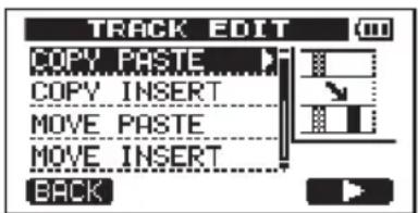 TRACK EDIT COPY PASTE COPY INSERT MOVE PASTE MOVE INSERT BACK