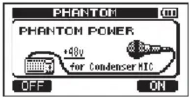 PHANTOM PHANTOM POWER +48V for Condenser MIC OFF ON