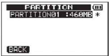 PARTITION PARTITION01 :460MB * BACK