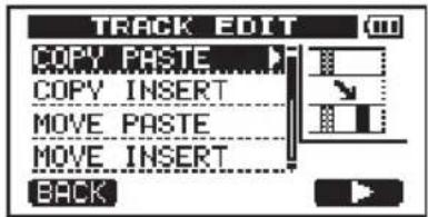 TRACK EDIT COPY PASTE COPY INSERT MOVE PASTE MOVE INSERT BACK