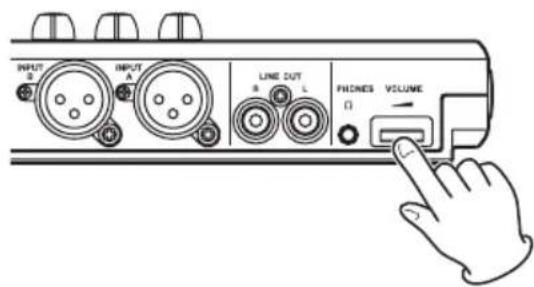 INPUT S INPUT A + - LINE OUT S L PHONES VOLUME Ω →
