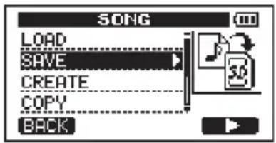 SONG LOAD SAVE CREATE COPY BACK