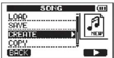 SONG LOAD SAVE CREATE COPY BACK