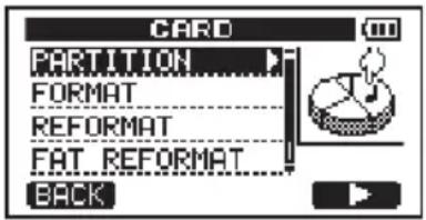CARD PARTITION FORMAT REFORMAT FAT REFORMAT BACK