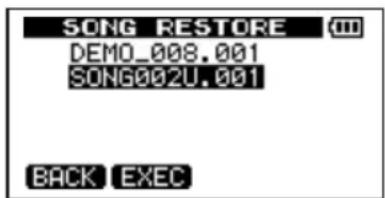SONG RESTORE DEMO_008.001 SONG002U.001 BACK EXEC