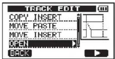 TRACK EDIT COPY INSERT MOVE PASTE MOVE INSERT OPEN BACK