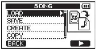 SONG LOAD SAVE CREATE COPY BACK