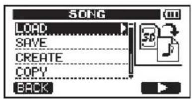 SONG LOAD SAVE CREATE COPY BACK