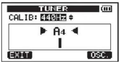 TUNER CALIB: 440Hz A4 EXIT OSC.
