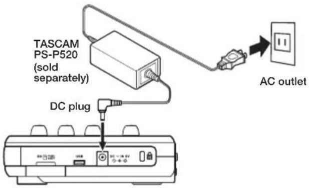 TASCAM PS-P520 (sold separately) DC plug AC outlet
