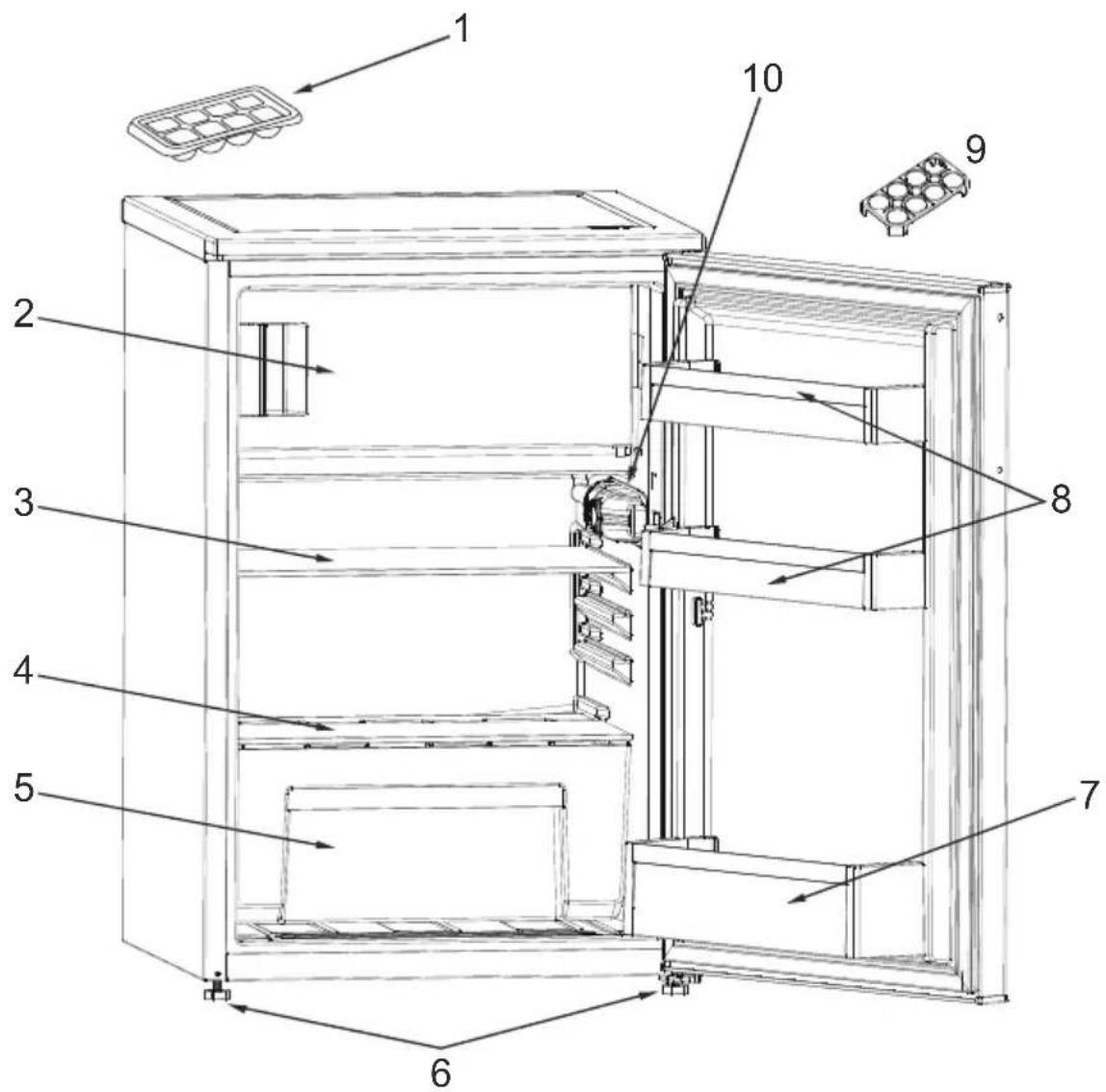 Romo RTF121A++ - THE PARTS OF THE APPLIANCE AND THE COMPARTMENTS - 1