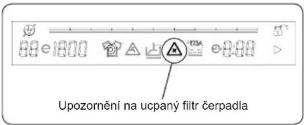 Romo RWF1482B - Upozornění na ucpaný filtr čerpadla Pokud se na elektronickém displeji rozbliká symbol ⚠️ - 1