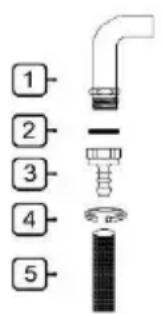 Diagram showing labeled parts of a pipe fitting with numbered annotations