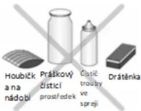 Houbička na nádobí Práškový čistící prostředek Čistíc trouby ve spreji Drátěnka