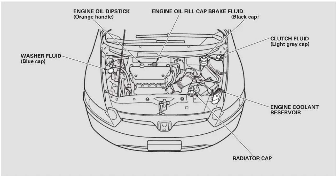 Honda Civic GX (2008) - Fluid Locations - 2