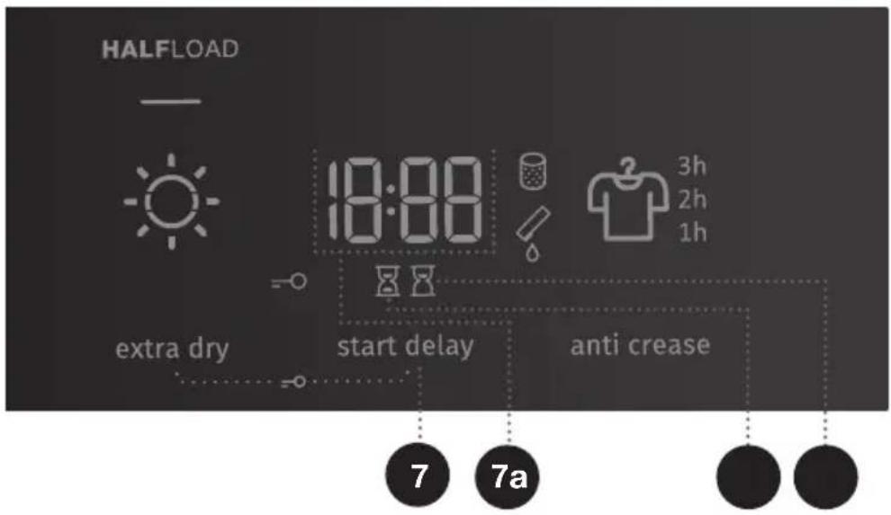 HALFLOAD 18:00 3h 2h 1h extra dry start delay anti crease 7 7a