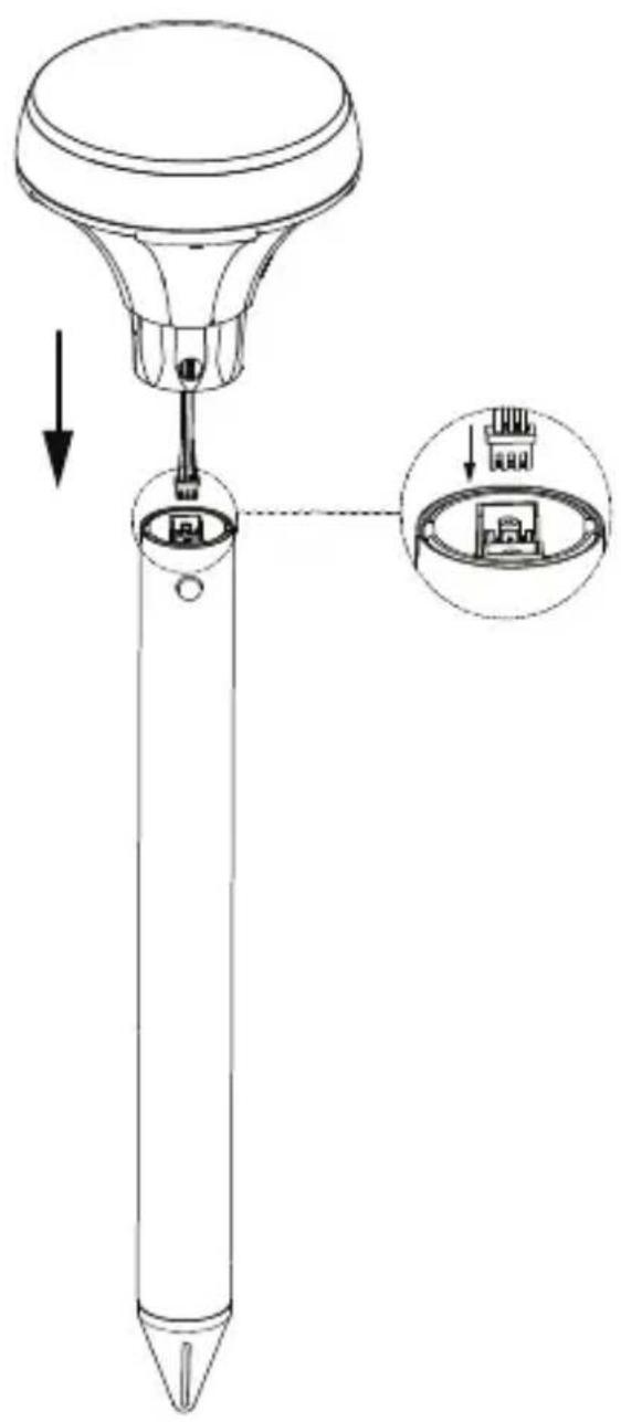Technical diagram of a mechanical device with labeled components and an inset showing internal structure details.