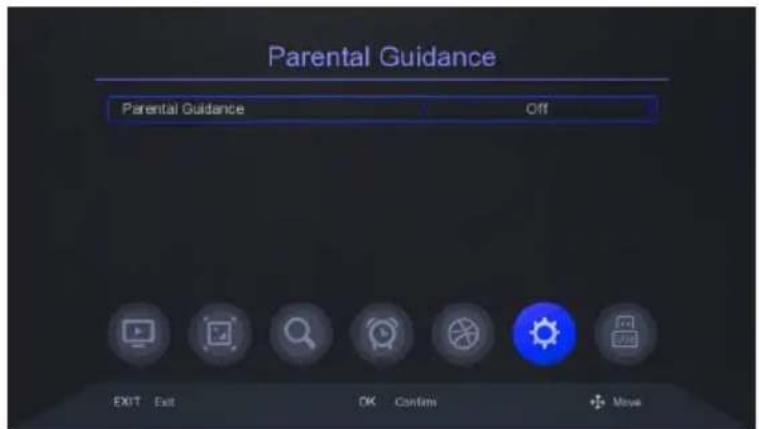 Parental Guidance Parental Guidance Off EXIT Exit OK Confirm Move