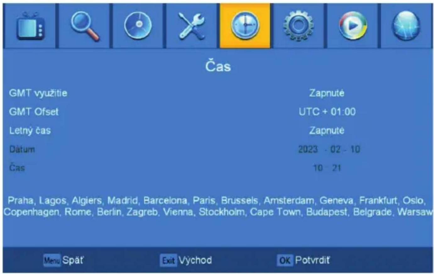 Čas GMT využitie Zapnute GMT Ofset UTC + 01:00 Letný čas Zapnute Datum 2023 - 02 - 10 Čas 10 - 21 Praha, Lagos, Algiers, Madrid, Barcelona, Paris, Brussels, Amsterdam, Geneva, Frankfurt, Oslo, Copenhagen, Rome, Berlin, Zagreb, Vienna, Stockholm, Cape Town, Budapest, Belgrade, Warsaw Menu Spät Exit Východ OK Potvrdit