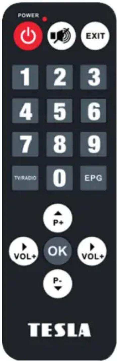 POWER 1 2 3 4 5 6 7 8 9 TV/RADIO 0 EPG P+ VOL+ OK VOL+ P- TESLA