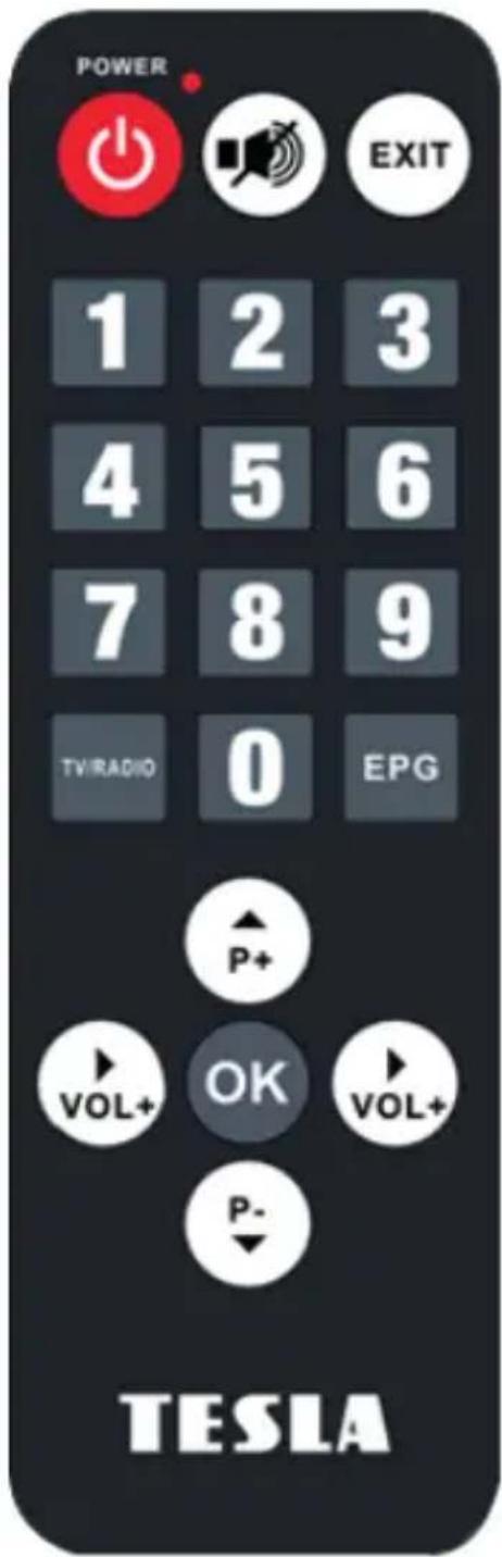 POWER 1 2 3 4 5 6 7 8 9 TV/RADIO 0 EPG P+ VOL+ OK VOL+ P- TESLA