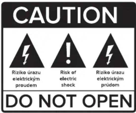 CAUTION Riziko úrazu elektrickým proudem Risk of electric shock Riziko úrazu elektrickým prúdom DO NOT OPEN