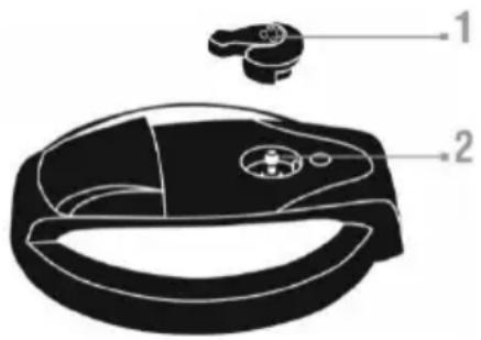 Diagram of a car interior with labeled parts, showing a handle and seat assembly