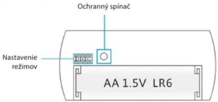 Ochranný spínač Nastavenie režimov AA 1.5V LR6