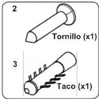 2 Tornillo (x1) 3 Taco (x1)