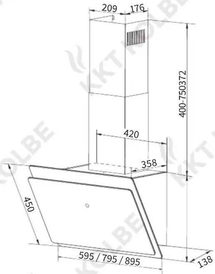KKT Kolbe SOLO609S - Distance from the lower edge of the hood body to - 2