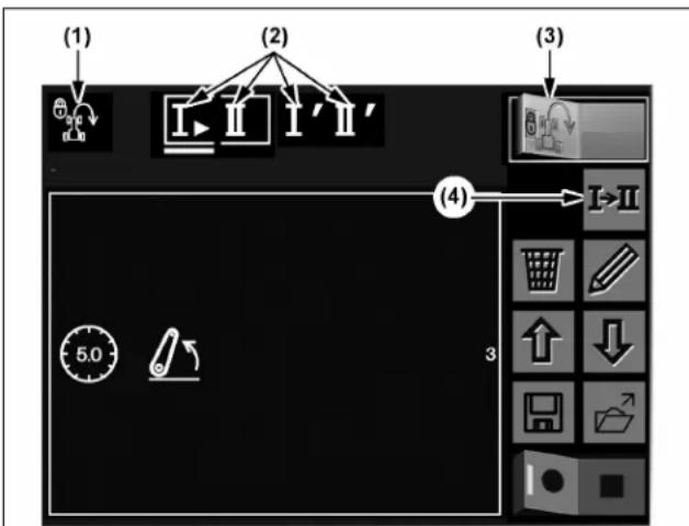 graph TD A["(1)"] --> B["Step 1"] B --> C["(2)"] C --> D["Step 2"] D --> E["(3)"] E --> F["Preview Icon"] G["(4)"] --> H["I→II"] I["5.0"] --> J["Arrow to Start"] K["3"] --> L["Arrow to End"]