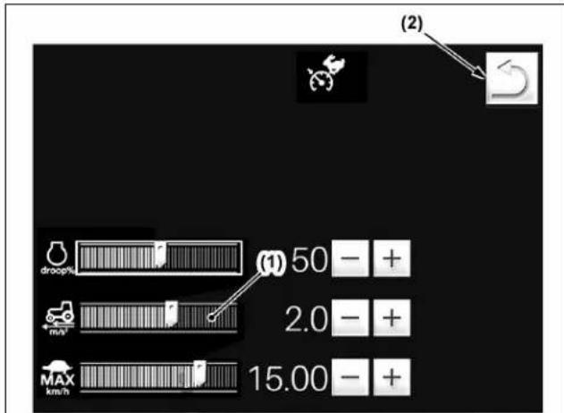 (2) droop% (1) 50 - + 2.0 - + MAX km/h 15.00 - +