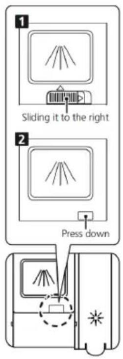 Sliding it to the right Press down