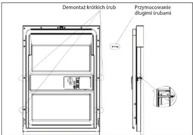 Demontaż krótkich śrub Przymocowanie długimi śrubami