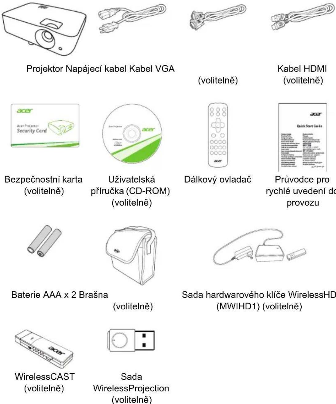 ACER X1529HP - Obsah krabice - 1