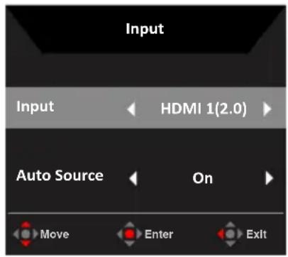 Input Input HDMI 1(2.0) Auto Source On Move Enter Exit