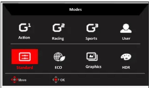 ACER VG272LV - Rychlé tlačítko1 (výchozí: Standard Mode (Standardní režim)) - 1