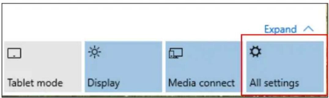 Tablet mode Display Media connect All settings Expand ^