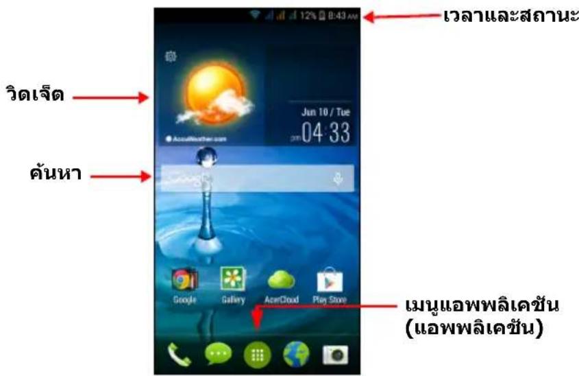 เวลาและสถานะ วิดเจ็ด ค้นหา Google Gallery AcerCloud Play Stop เฝนูแอพพลิเคชัน (แอพพลิเคชัน)