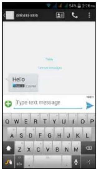 54% 2:26 pm (335)555-5555 Hello I wereed messages Hello Type text message