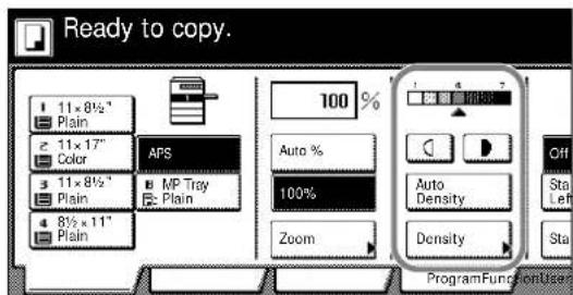 Ready to copy. 11×8½" Plain ≥ 11×17" Color 3 11×8½" Plain 8½×11" Plain APS MP Tray Plain 100% Auto % 100% Zoom Auto Density Density ProgramFunctionUser