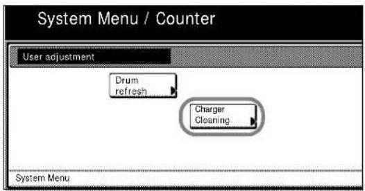 System Menu / Counter User adjustment Drum refresh Charger Cleaning System Menu