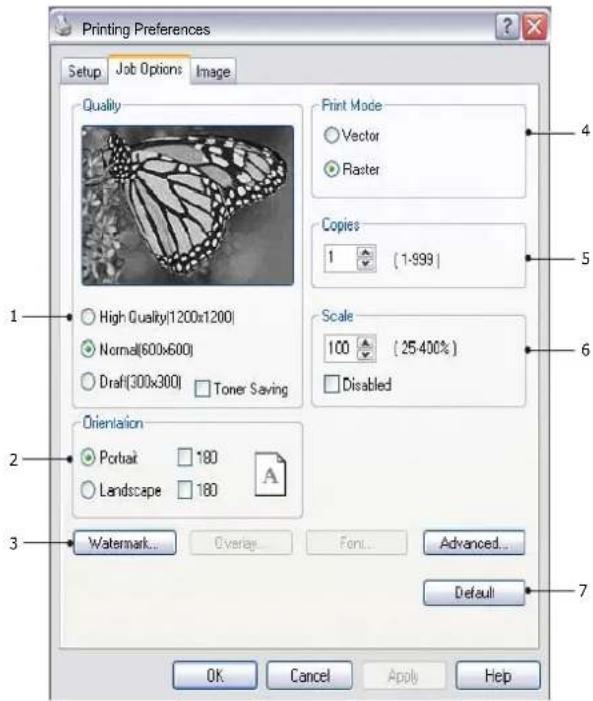 OKI B431dn+ - Job options tab - 1