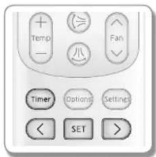 Temp - = Fan = 小 Timer Options Settings < SET >