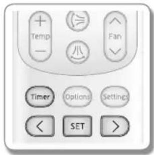 + Temp - = 小 Fan Timer Options Settings < SET >