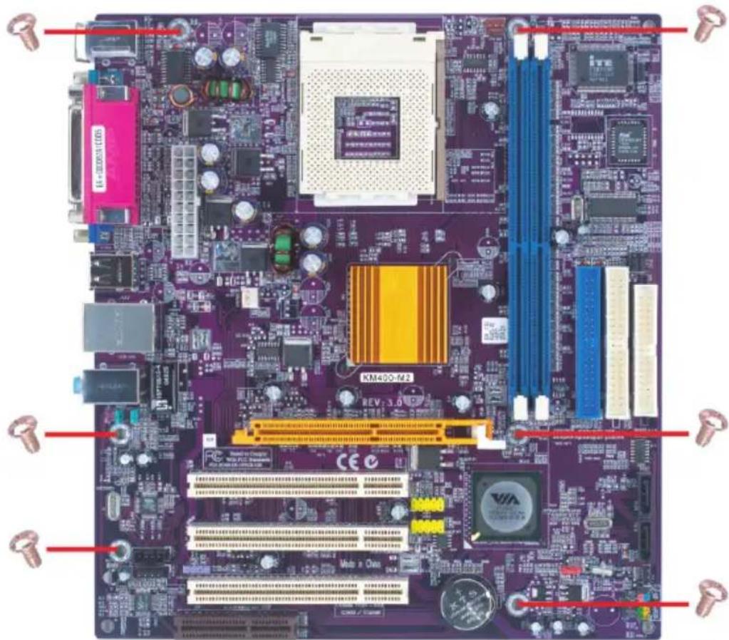 ECS KM400-M2 - Installing the Motherboard in a Case - 1